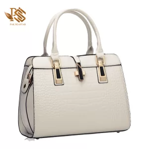 Women's White Crocodile Pattern Genuine Leather Bag