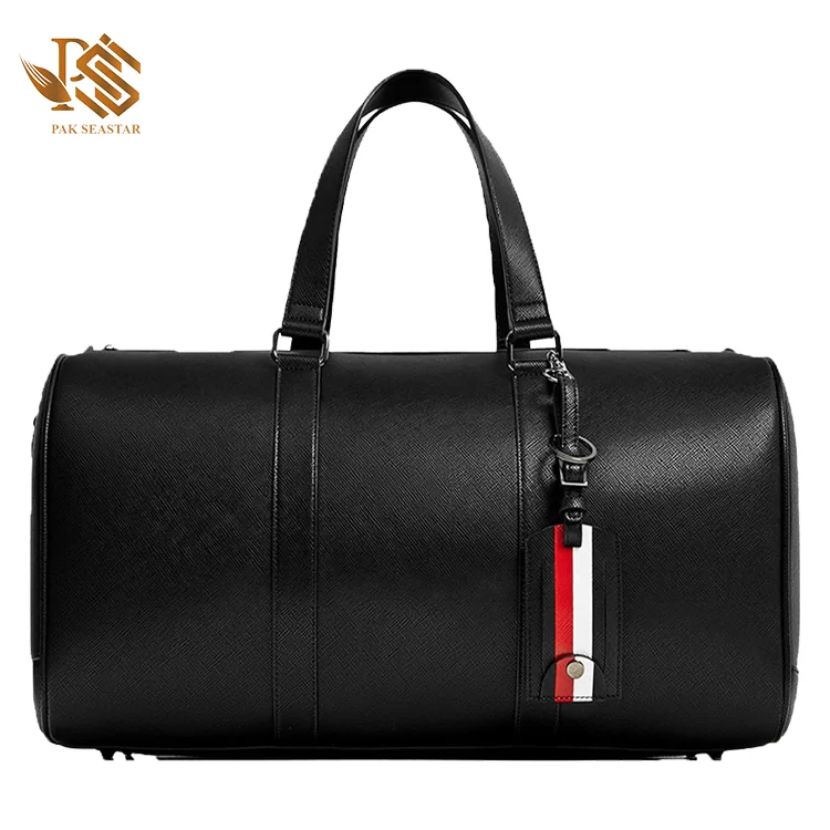 Genuine Leather Black Duffle Bag