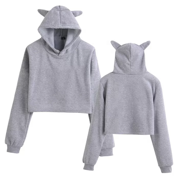 Short length fleece hoodie for women