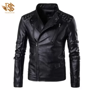 Men's Black Genuine Cowhide Biker Leather jacket