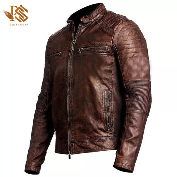 Brown Handmade Distressed Genuine Leather Jacket