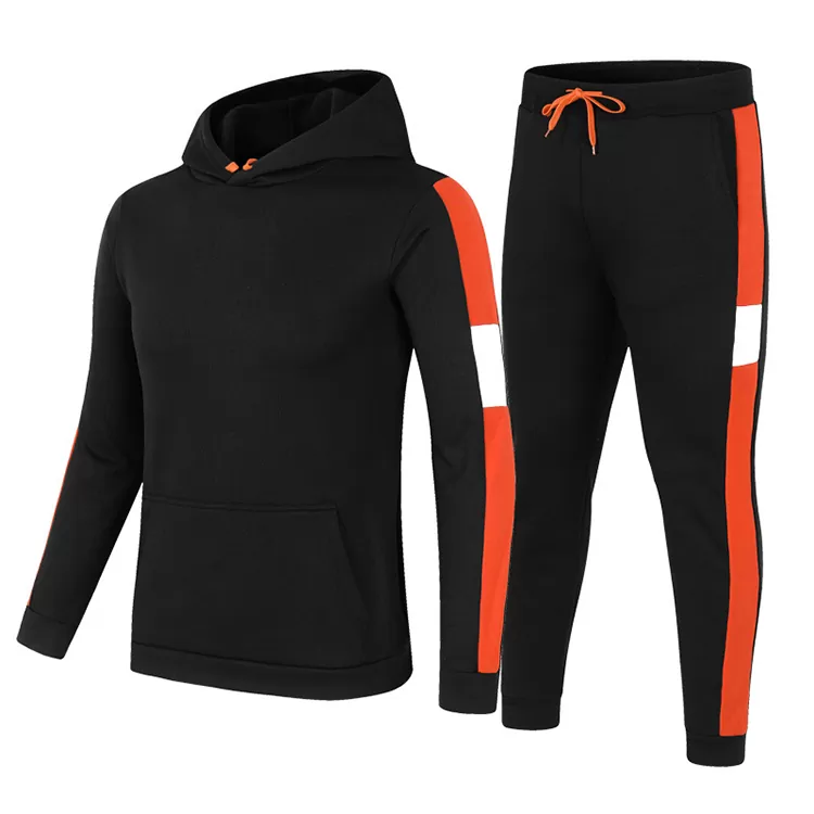 Casual Black Tracksuit with Stylish Side Strip