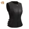 Black Biker Leather Vest for Women's