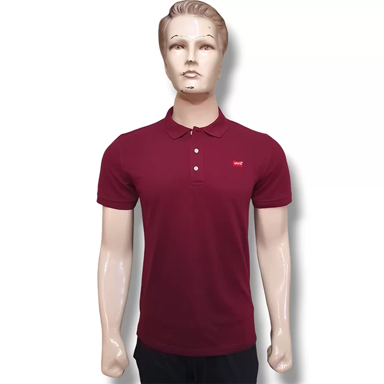 "Men's Levi's polo t-shirts displayed in a lineup"